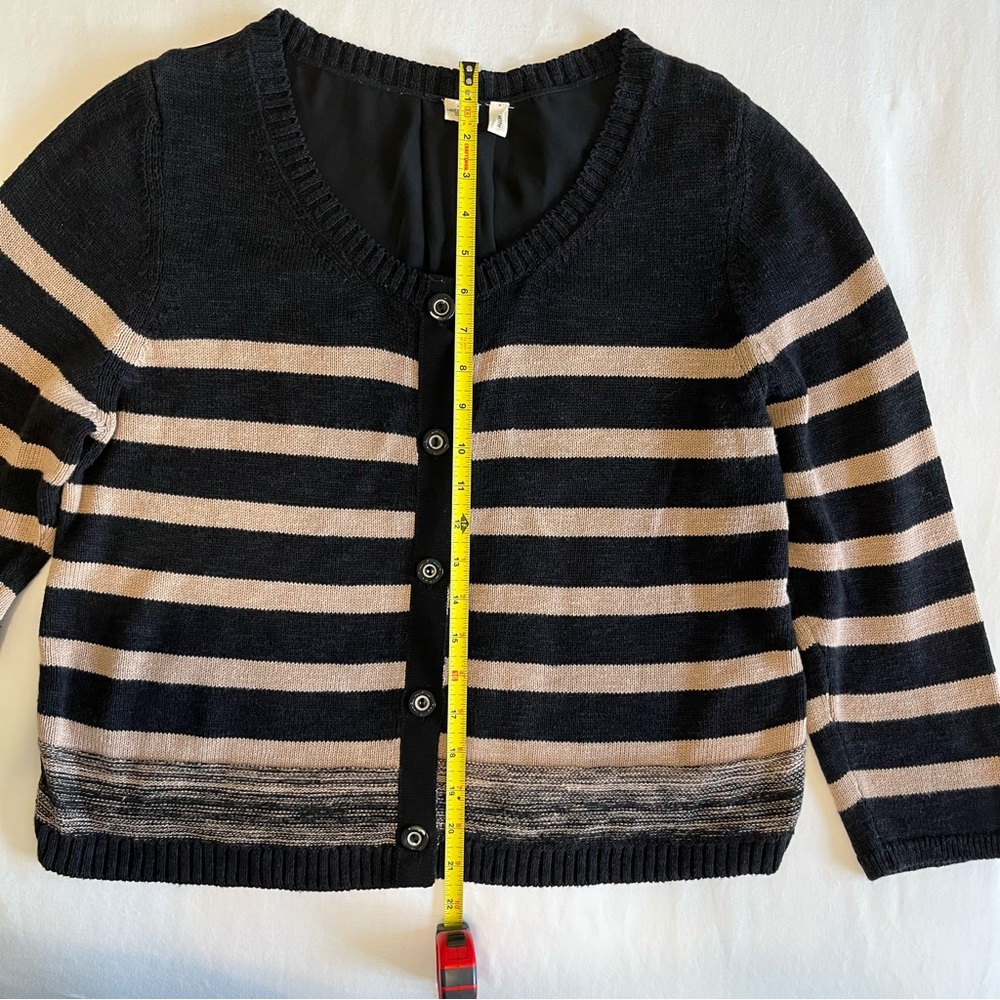 NWOT Anthropologie Moth Large Striped Black and Tan Women's Sweater - Picture 8 of 13